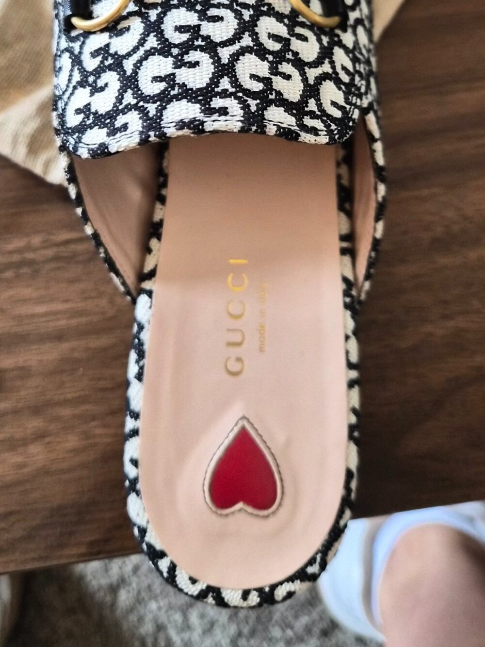 GUCCI PRINCETOWN HORSEBIT GG JACQUARD LOAFER MULE EU 38 1/2 Run Small! - Picture 9 of 9